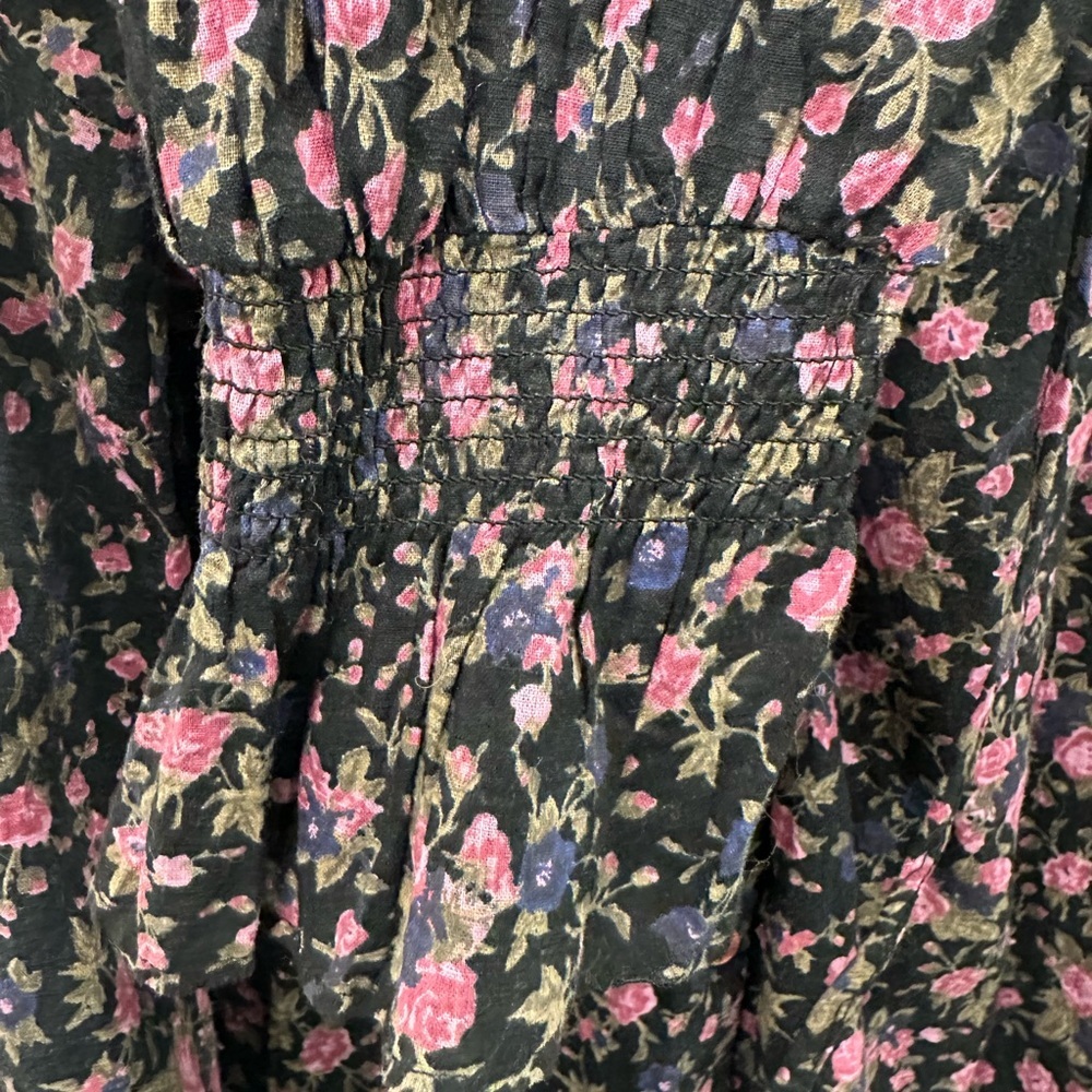 Free People Meant to Be Blouse Black Pink Floral Print Size Medium - Picture 8 of 11